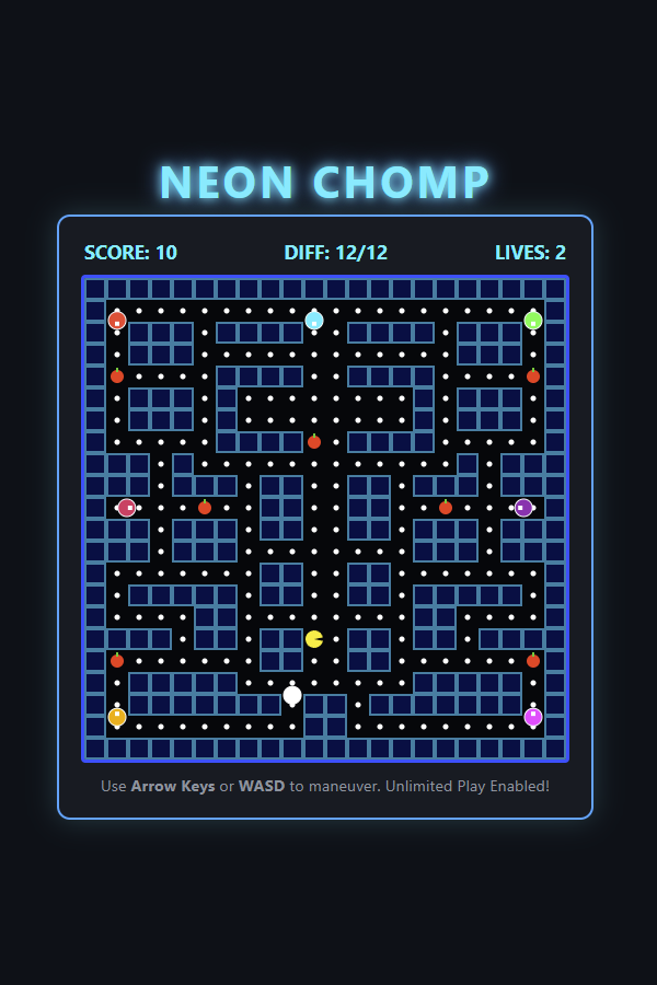 Play NeonChomp Pacman Game Game
